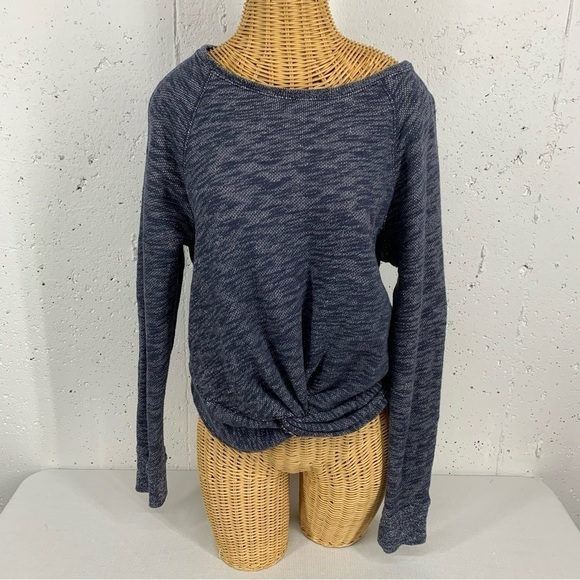J. Crew S/M Navy Blue Twist Front Long Sleeve Sweatshirt - Picture 2 of 11